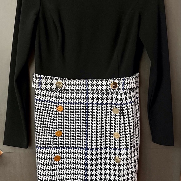 Beautiful DKNY black & houndstooth dress.  Size 4 Excellent Condition - Picture 2 of 10